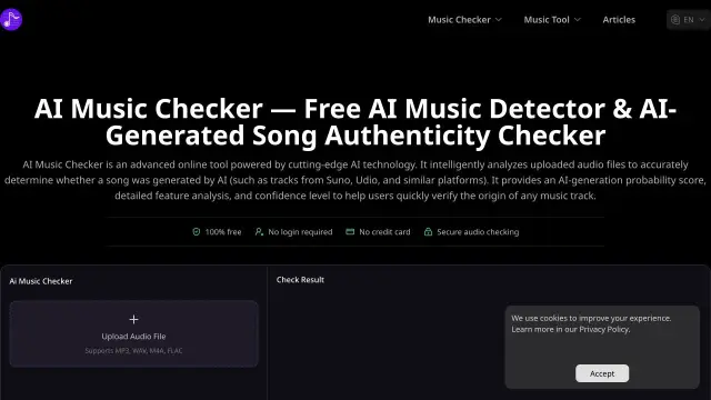AI Music Checker website preview