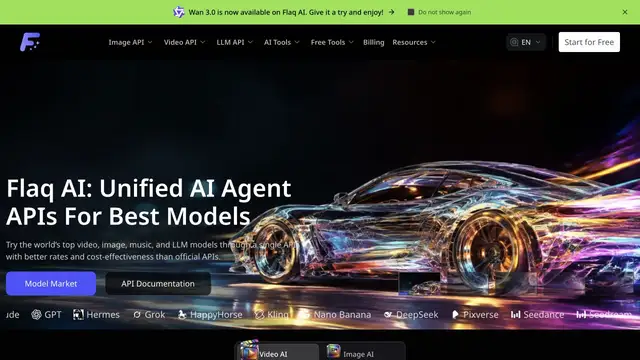 Flaq AI API Platform website preview
