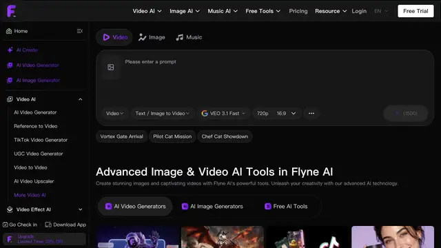 Flyne AI website preview