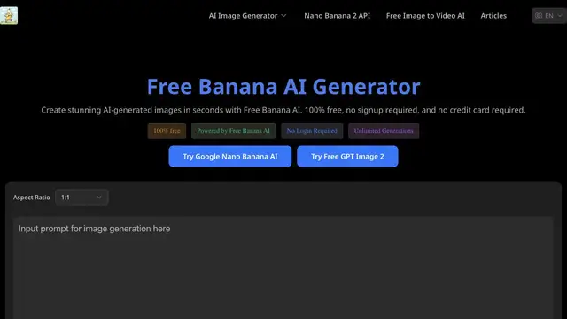 Free Banana Image AI website preview