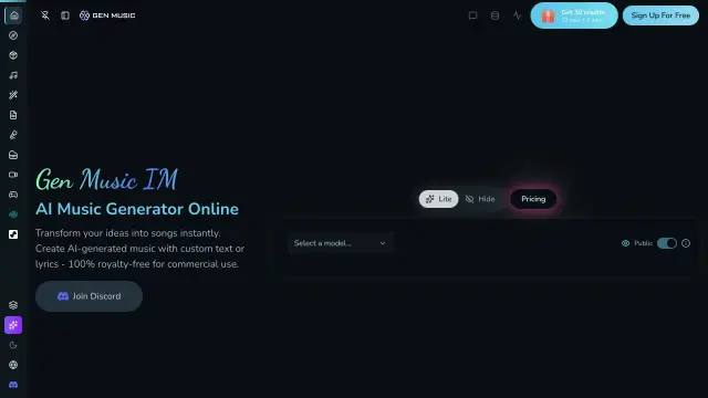 Gen Music website preview