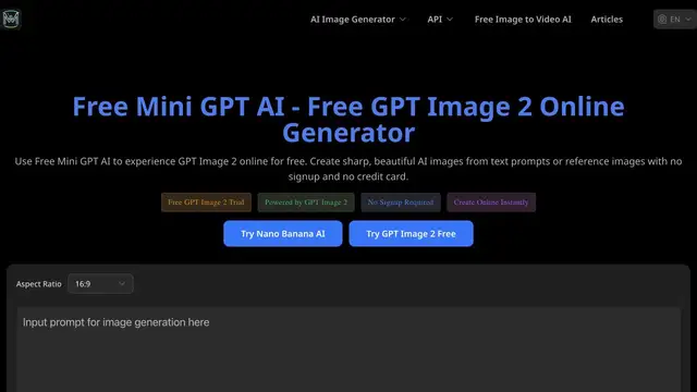 Free GPT Image AI website preview