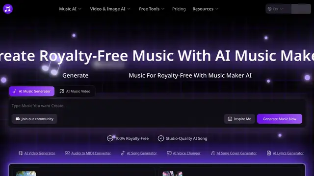 Music Maker AI website preview