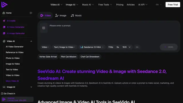 Free SeeVido AI website preview
