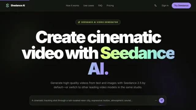 Shedance AI website preview