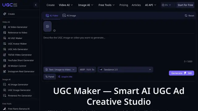 UGC Maker AI website preview