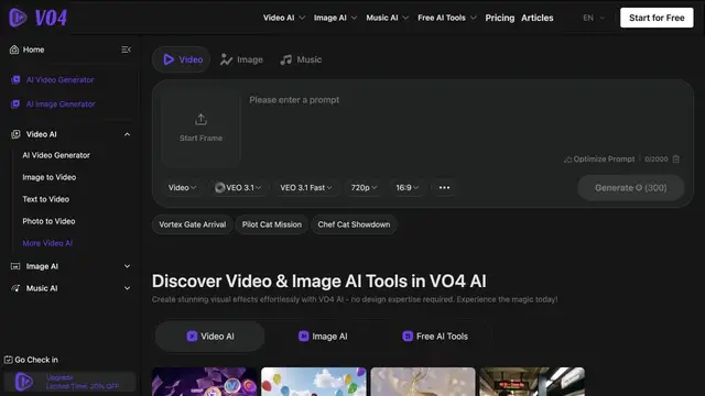 Free VO4 AI website preview